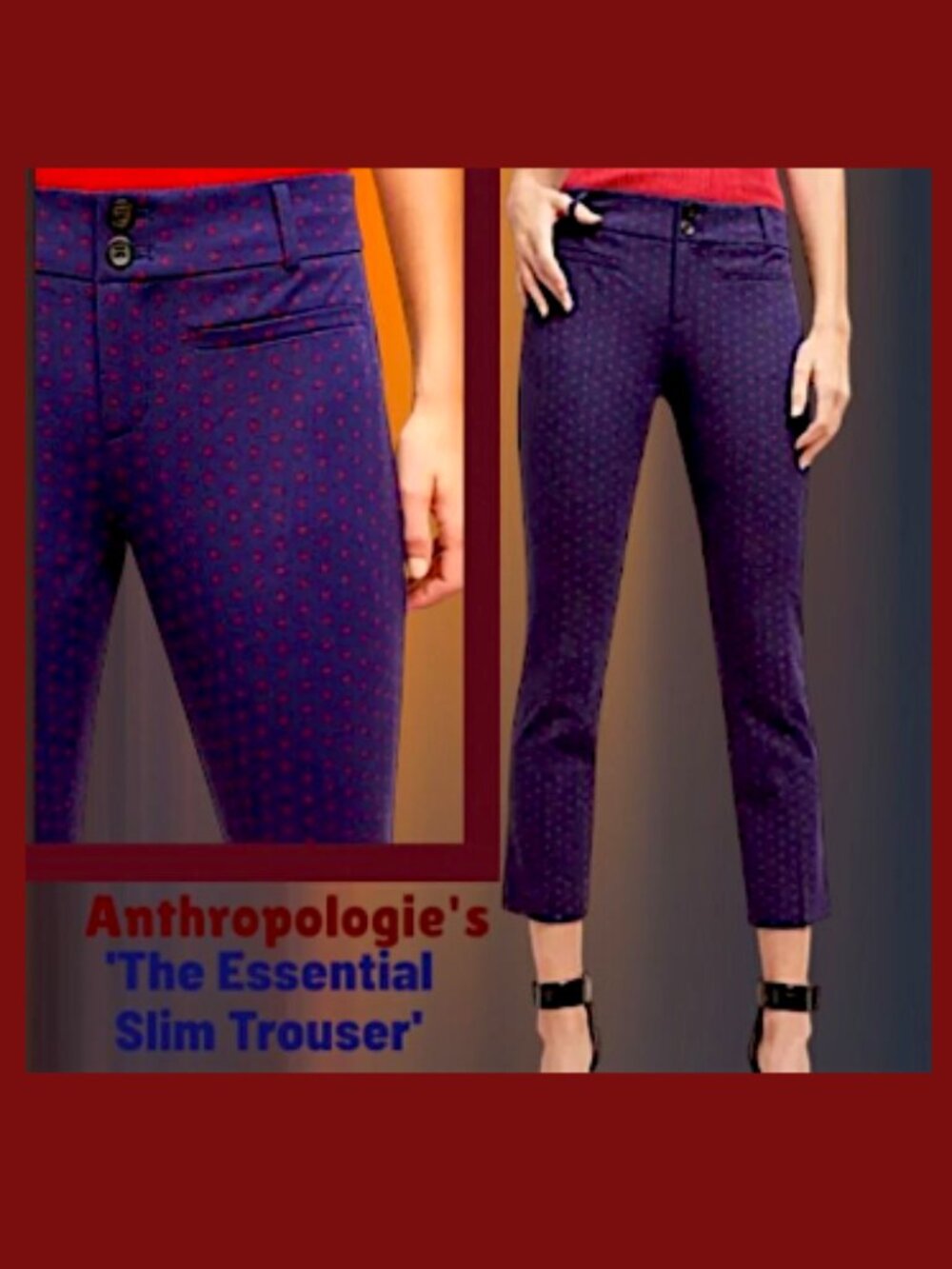 Anthropologie Dotted Trousers | The Essential Slim Trousers